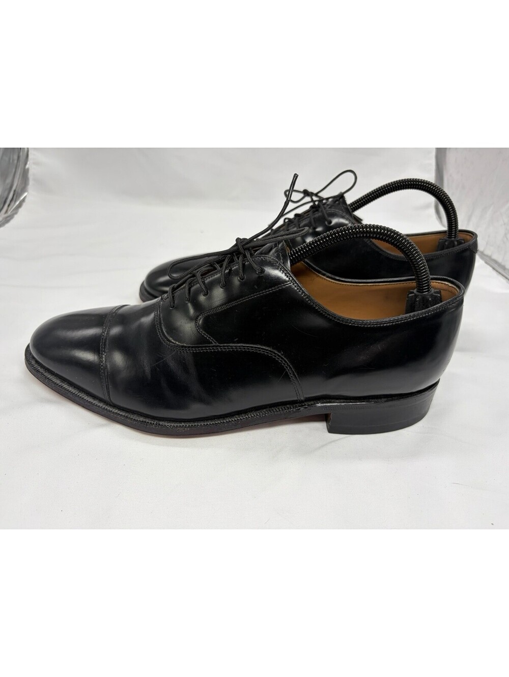 Johnston & Murphy Optima Shoes Mens Sz 9 Black Leather Cap Toe Oxford Dress